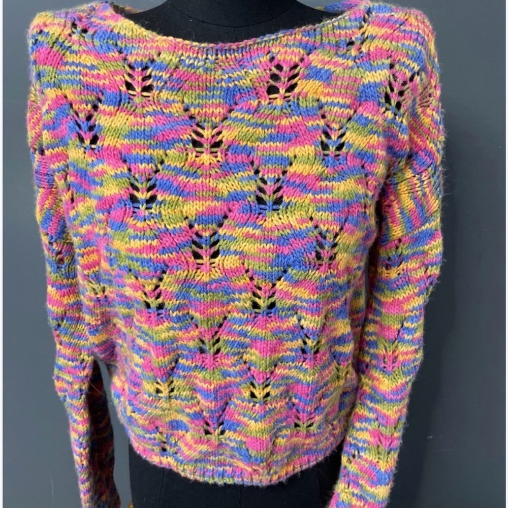 Wild Fable Womens Cropped Cable Knit Colorful sweater